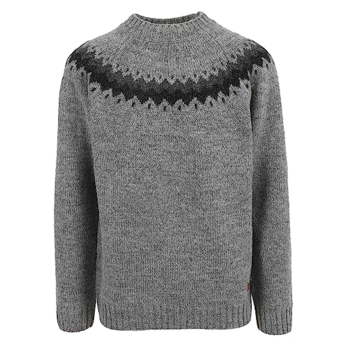 ICEWEAR Vík Unisex-Pullover aus 100% Wolle | mit isländischem Muster | bequem (Grau, S) von ICEWEAR