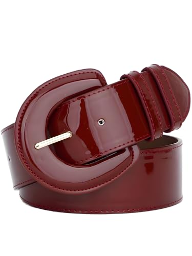 ICGSUQR Damen Taillengürtel aus Lackleder, 5,1 cm breit, für Kleider, Mantel mit großer Schnalle, modischer Damen-Bund, Burgunderrot Rot, Waist:25-36Inch ICGSUQR Damen Taillengürtel aus Lackleder, 5,1 cm breit, für Kleider, Mantel mit großer Schnalle, modischer Damen-Bund, Burgunderrot Rot, Waist:25-36Inch von ICGSUQR