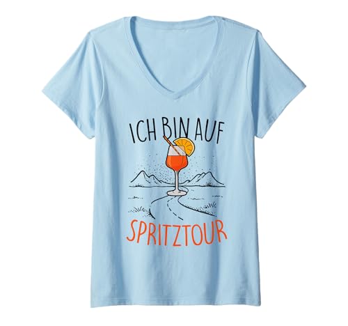 Damen ICH BIN AUF SPRITZ TOUR X APERÖLCHEN SPRITZ CLUB T-Shirt mit V-Ausschnitt Damen ICH BIN AUF SPRITZ TOUR X APERÖLCHEN SPRITZ CLUB T-Shirt mit V-Ausschnitt von ICH BIN AUF SPRITZ TOUR - APERÖLCHEN SPRITZ CLUB