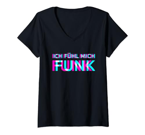 Damen Ich Fühl Mich Disco Funk Party Festival Soul Rhythm T-Shirt mit V-Ausschnitt von ICH FÜHL MICH DISCO