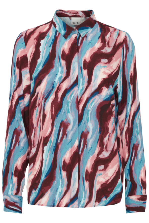 ICHI - Bluse - Ihhevazi blau/rot - Gr. - 38 von ICHI