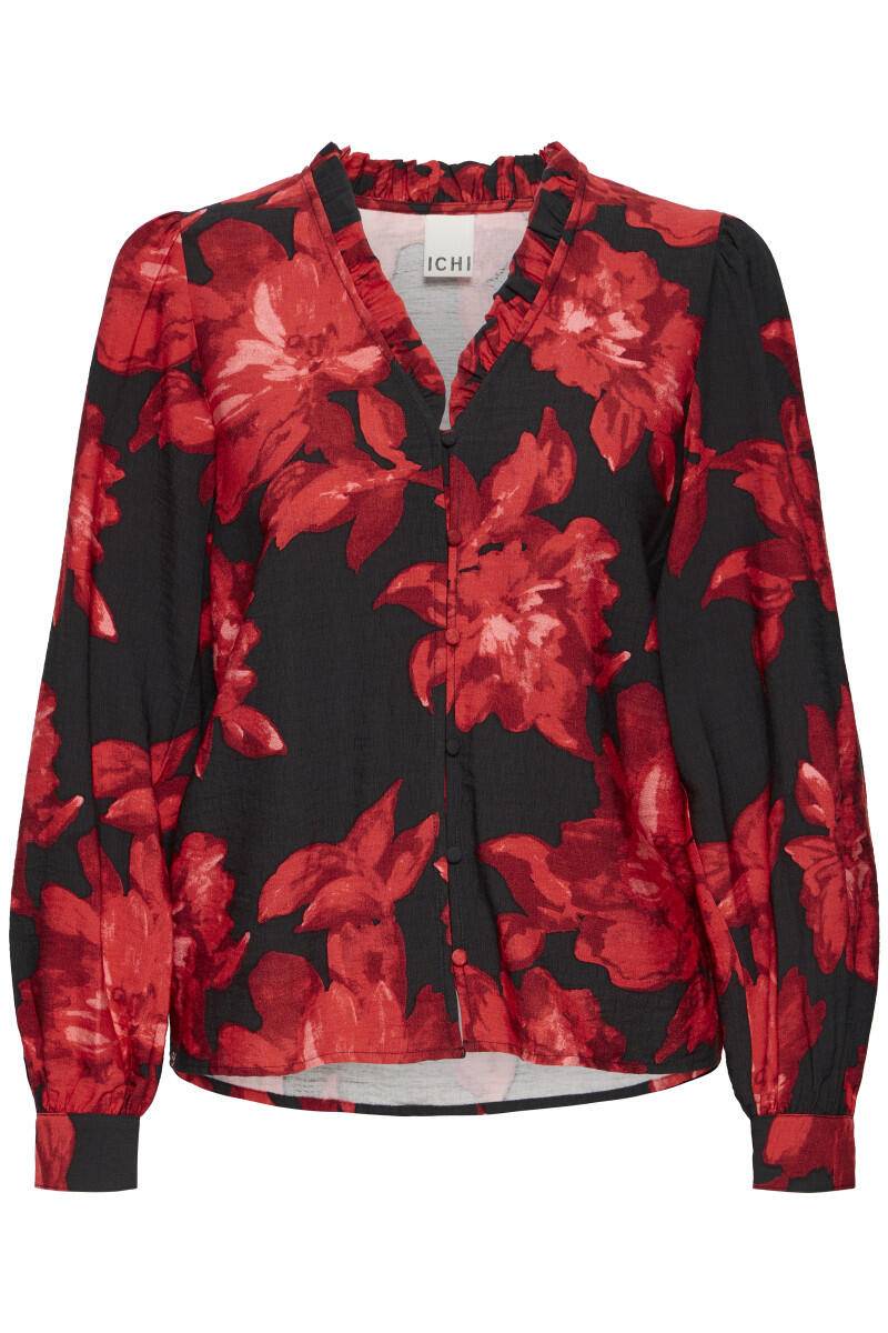 ICHI - Bluse - Ihlysine rot/schwarz - Gr. - 38 von ICHI