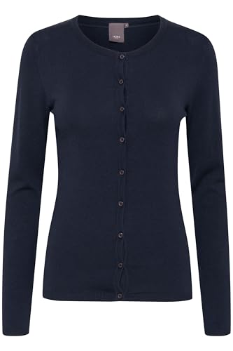 ICHI Damen 103115 Strickjacke, Blau (14044 Total Eclipse), 36 (Herstellergröße: S) von ICHI
