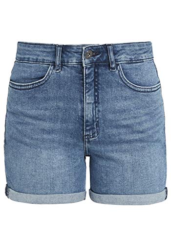 ICHI Damen Hotpants Jeans Shorts Kurze Denim Hose 20111412, Größe:34, Farbe:Medium Blue (19037) von ICHI