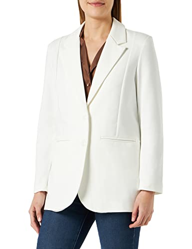 ICHI IHKATE SUS Oversize BL Damen Blazer Longblazer Jacke Long-Blazer mit Knöpfen Stretch und Reverskragen, Größe:L, Farbe:Cloud Dancer (114201) von ICHI