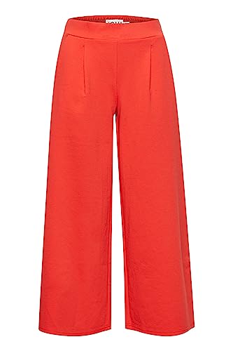 ICHI IHKATE SUS WIDE PA Damen Hose Stoffhose mit Stretch gerader Schnitt Elastikbund Crop Länge, Größe:XL, Farbe:Poppy Red (171664) von ICHI