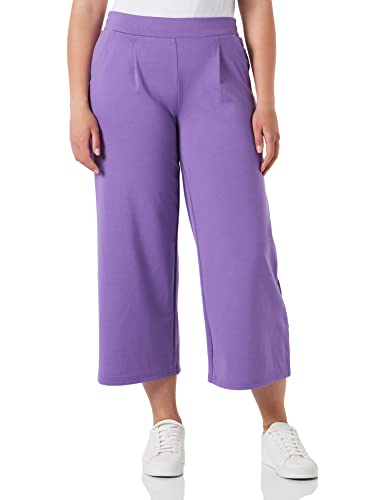 ICHI IHKATE SUS WIDE PA Damen Hose Stoffhose mit Stretch gerader Schnitt Elastikbund Crop Länge, Größe:M, Farbe:Chive Blossom (183634) von ICHI