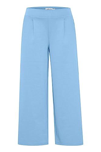 ICHI IHKATE SUS WIDE PA Damen Hose Stoffhose mit Stretch gerader Schnitt Elastikbund Crop Länge, Größe:XL, Farbe:Little Boy Blue (164132) von ICHI