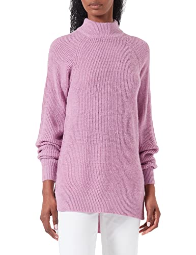 ICHI IHMARAT T Label Damen Strickpullover Rippstrickpullover mit Stehkragen Slim-Fit, Größe:L, Farbe:Smoky Grape (163110) von ICHI