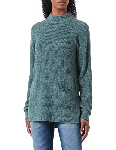 ICHI IHMARAT T Label Damen Strickpullover Rippstrickpullover mit Stehkragen Slim-Fit, Größe:M, Farbe:Blue Spruce (185308) von ICHI