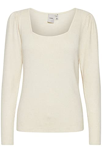 ICHI IHRUVERA LS Damen Strickpullover Feinstrick Pullover Feinstrickpullover mit Trapezauschnitt Slim-Fit, Größe:XS, Farbe:Oatmeal Melange (1304011) von ICHI