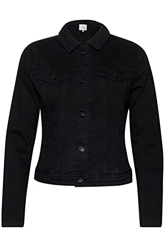 ICHI IHSTAMPE JA Damen Jeansjacke Denim Übergangsjacke mit Stretch und Knöpfen, Größe:38, Farbe:Black (10011) von ICHI