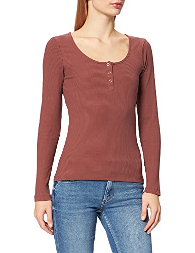 ICHI Damen IHSUPER LS T-Shirt, 181415/Marron, XS von ICHI