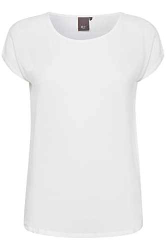 ICHI IHMAJA Damen T-Shirt Kurzarm Shirt Blusenshirt Flügelärmel Hochwertige Viskose-Qualität Regular Fit, Größe:L, Farbe:Cloud Dancer (10111) von ICHI