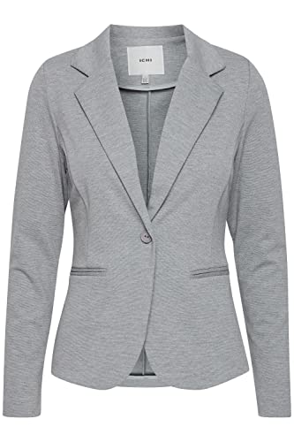 ICHI IHKATE BL Damen Blazer Kurzblazer Jacke Ein-Knopf-Blazer mit Stretch und Reverskragen, Größe:S, Farbe:Grey Melange (10020) von ICHI