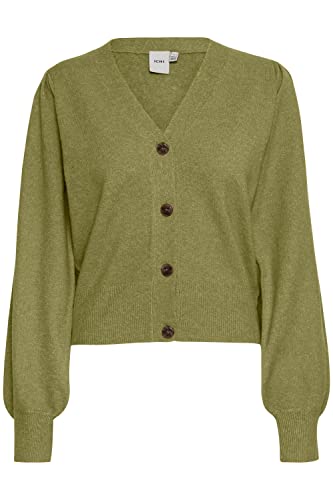 ICHI IHALPA CA8 Damen Strickjacke Feinstrick Cardigan Strickcardigan, Größe:XL, Farbe:Avocado (180430) von ICHI