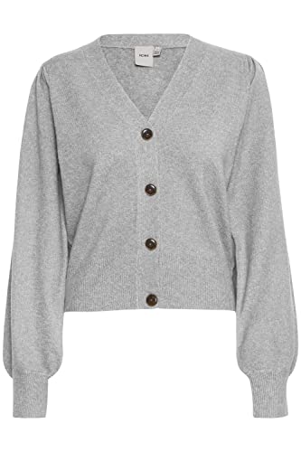 ICHI IHALPA CA8 Damen Strickjacke Feinstrick Cardigan Strickcardigan, Größe:XL, Farbe:Grey Melange (200318) von ICHI