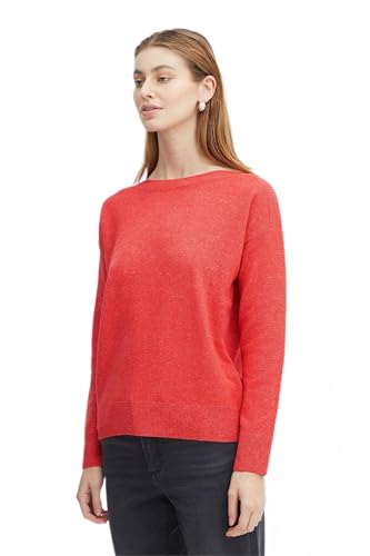 ICHI IHALPA LS2 Damen Strickpullover Feinstrick Pullover Feinstrickpullover U-Bootausschnitt Regular-Fit, Größe:S, Farbe:Poppy Red (171664) von ICHI