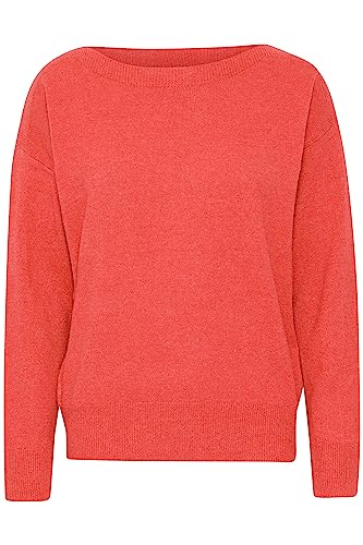 ICHI IHALPA LS2 Damen Strickpullover Feinstrick Pullover Feinstrickpullover U-Bootausschnitt Regular-Fit, Größe:XS, Farbe:Poppy Red (171664) von ICHI