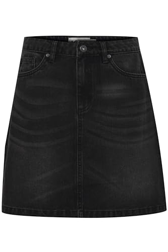 ICHI IHAVENY Damen Rock Jeansrock Minirock mit Eingrifftaschen Gürtelschlaufen A-Linie, Größe:40, Farbe:Washed Black (200341) von ICHI