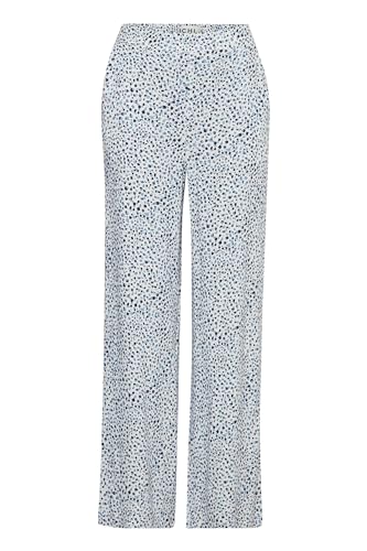 ICHI IHAYA PA Damen Hose Stoffhose Eingrifftaschen Gemustert leicht elastisch Regular Fit, Größe:38, Farbe:Della Robbia Blue Dot AOP (203006) von ICHI