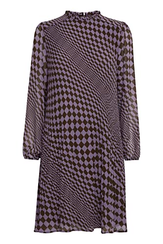 ICHI IHBALLY DR Damen Freizeitkleid Kleid Minikleid plissiert Langarm hoher Kragen Regular-Fit, Größe:36, Farbe:Daybreak (173817) von ICHI