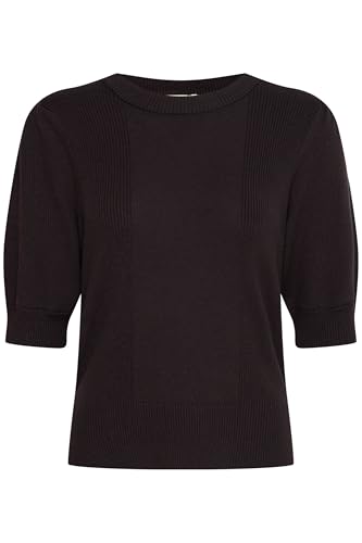 ICHI IHBOSTON Damen Pullover Sweater Pulli mit Rundhals Puffärmel Rippbündchen Rippkragen Regular fit, Größe:XS, Farbe:Black (194008) von ICHI