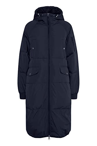 ICHI IHBUNALA DOWN JA Damen Steppmantel Wintermantel Winterjacke Daunenmantel mit Reißverschluss und Kapuze, Größe:2XL, Farbe:Dark Navy (194013) von ICHI