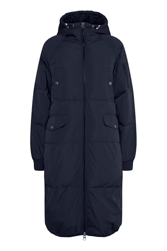 ICHI IHBUNALA DOWN JA Damen Steppmantel Wintermantel Winterjacke Daunenmantel mit Reißverschluss und Kapuze, Größe:2XL, Farbe:Dark Navy (194013) von ICHI