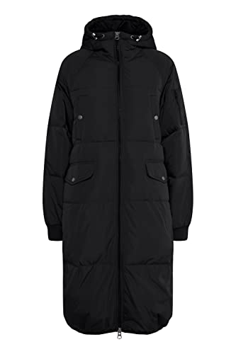 ICHI IHBUNALA DOWN JA Damen Steppmantel Wintermantel Winterjacke Daunenmantel mit Reißverschluss und Kapuze, Größe:L, Farbe:Black (194008) von ICHI