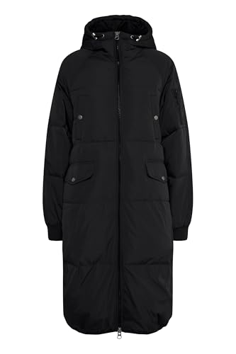 ICHI IHBUNALA DOWN JA Damen Steppmantel Wintermantel Winterjacke Daunenmantel mit Reißverschluss und Kapuze, Größe:XL, Farbe:Black (194008) von ICHI