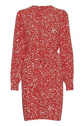 ICHI IHCAROLINA DR Damen Freizeitkleid Kleid Minikleid mit Knopfleiste hoher Kragen Langarm Regular-Fit, Größe:38, Farbe:Poppy Red (171664) von ICHI