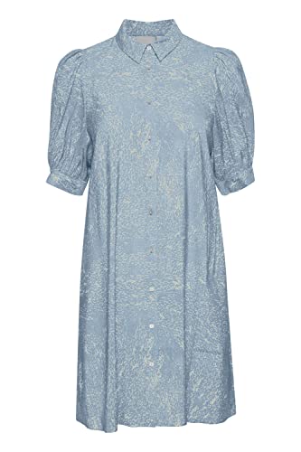 ICHI IHCASSIOPEIA DR2 Damen Freizeitkleid Kleid mit Hemdblusenkragen, Größe:42, Farbe:Airy Blue (144122) von ICHI