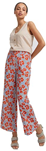 ICHI IHCEFALU PA2 Damen Hose Stoffhose Marlenehose Loose-Fit mit Allover-Print, Größe:40, Farbe:Mandarin Red (171562) von ICHI