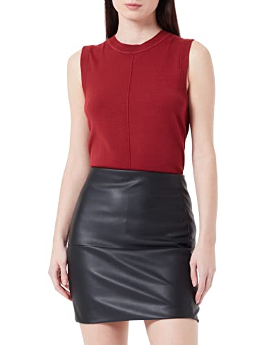 ICHI IHCOMANO Damen Rock Minirock mit Seitenverschuss Kunstlederoptik Slim fit, Größe:42, Farbe:Black (194008) von ICHI