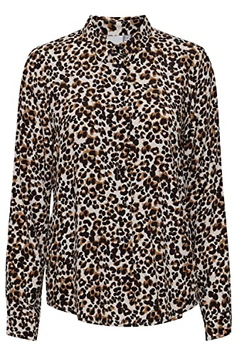 ICHI IHELIMA SH Damen Lange Bluse Langarm Kragenbluse mit diversen Prints Hemdblusenkragen Regular Fit, Größe:36, Farbe:Leo Mix 1 (201751) von ICHI