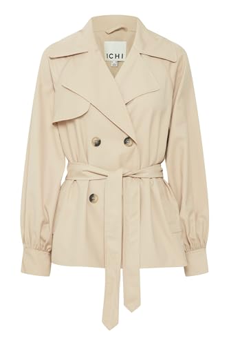 ICHI IHFUNOLA JA Damen Übergangsjacke Kurzjacke Jacke Reverskragen 80% Polyester, 20% Viskose regular fit, Größe:42, Farbe:Doeskin (151308) von ICHI
