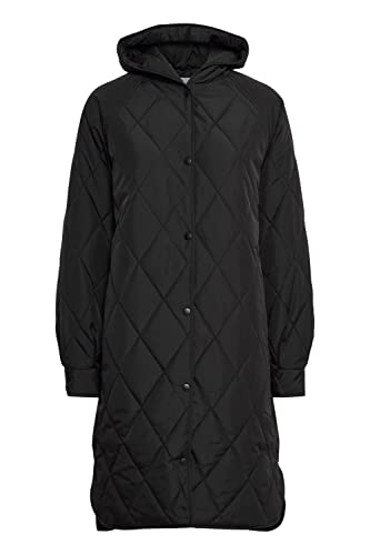 ICHI IHHANSA JA Damen Steppmantel Wintermantel Winterjacke Steppmantel mit Druckknöpfen und Kapuze, Größe:2XL, Farbe:Black (194008) von ICHI