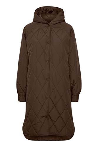 ICHI IHHANSA JA Damen Steppmantel Wintermantel Winterjacke Steppmantel mit Druckknöpfen und Kapuze, Größe:L, Farbe:Bracken (191015) von ICHI