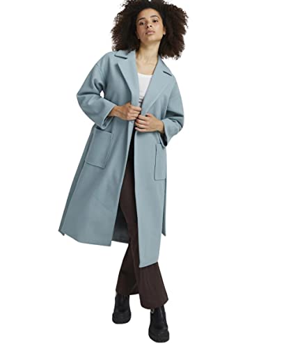 ICHI IHJANNET JA2 Damen Wintermantel Wollmantel Winterjacke mit Reverskragen Taschen und Gürtel, Größe:38, Farbe:Abyss (164404) von ICHI