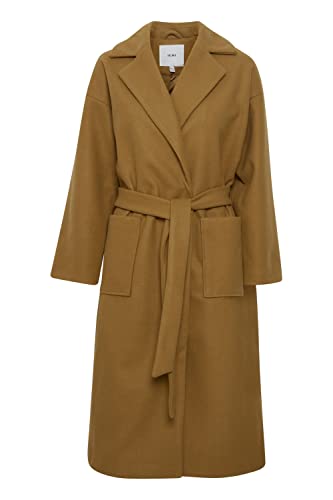 ICHI IHJANNET JA2 Damen Wintermantel Wollmantel Winterjacke mit Reverskragen Taschen und Gürtel, Größe:40, Farbe:Antique Bronze (171028) von ICHI