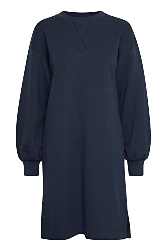 ICHI IHJICINTA SW DR Damen Sweatkleid Freizeitkleid Kleid Sweatkleid Rundhalsausschitt Regular-Fit, Größe:M, Farbe:Total Eclipse (194010) von ICHI