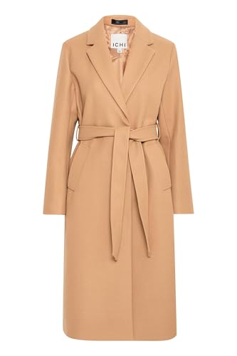 ICHI IHJannet Damen Mantel Jacke Winterjacke mit Bindegürtel Eingrifftaschen Reverskragen Regular fit, Größe:42, Farbe:Tiger's Eye (171038) von ICHI