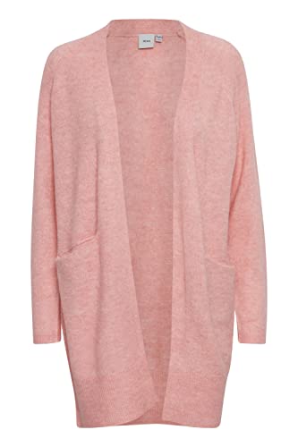 ICHI IHKAMARA CA2 Damen Lange Strickjacke Feinstrick Cardigan Longstrickjacke Long-Strickcardigan Regular-Fit, Größe:M, Farbe:Pink Nectar (142305) von ICHI