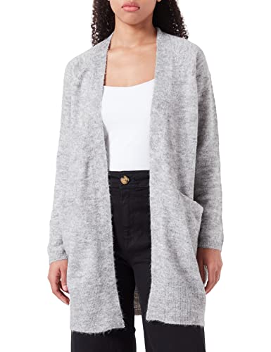 ICHI IHKAMARA CA2 Damen Lange Strickjacke Feinstrick Cardigan Longstrickjacke Long-Strickcardigan Regular-Fit, Größe:XL, Farbe:Grey Melange (200318) von ICHI