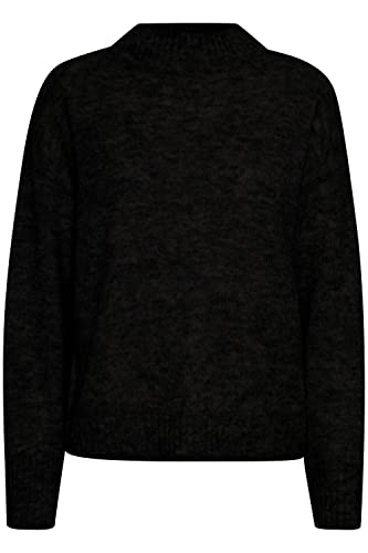 Ichi IHKAMARA LS3 Damen Strickpullover Feinstrick Pullover Strickpullover mit Turtleneck Regular-Fit, Größe:L, Farbe:Black (194008) von Ichi