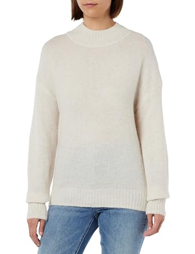 ICHI IHKAMARA LS3 Damen Strickpullover Feinstrick Pullover Strickpullover mit Turtleneck Regular-Fit, Größe:L, Farbe:Cloud Dancer (114201) von ICHI