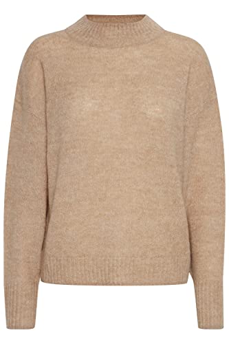 ICHI IHKAMARA LS3 Damen Strickpullover Feinstrick Pullover Strickpullover mit Turtleneck Regular-Fit, Größe:M, Farbe:Nomad (161212) von ICHI