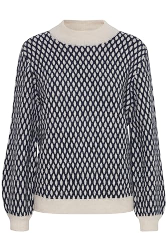 ICHI IHKAMARA LS4 Damen Strickpullover Grobstrick Pullover Strickpullover mit Turtleneck Regzlar-Fit, Größe:L, Farbe:Total Eclipse (194010) von ICHI