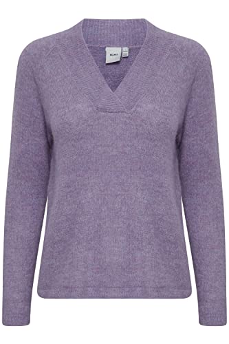 ICHI IHKAMARA V LS Damen Strickpullover Feinstrick Pullover Strickpullover mit V-Ausschnitt Slim-Fit, Größe:2XL, Farbe:Daybreak (173817) von ICHI